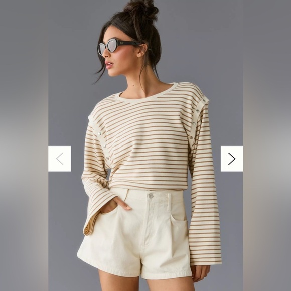 Maeve Tops - Anthropologie Maeve Slouchy Striped Long-Sleeve Tee